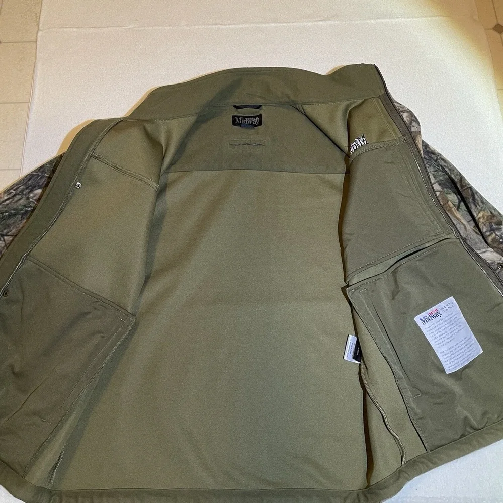 Camouflage Fleece Jacket Windproof Midway USA Men's Size L Hunting Coat NRA Camo